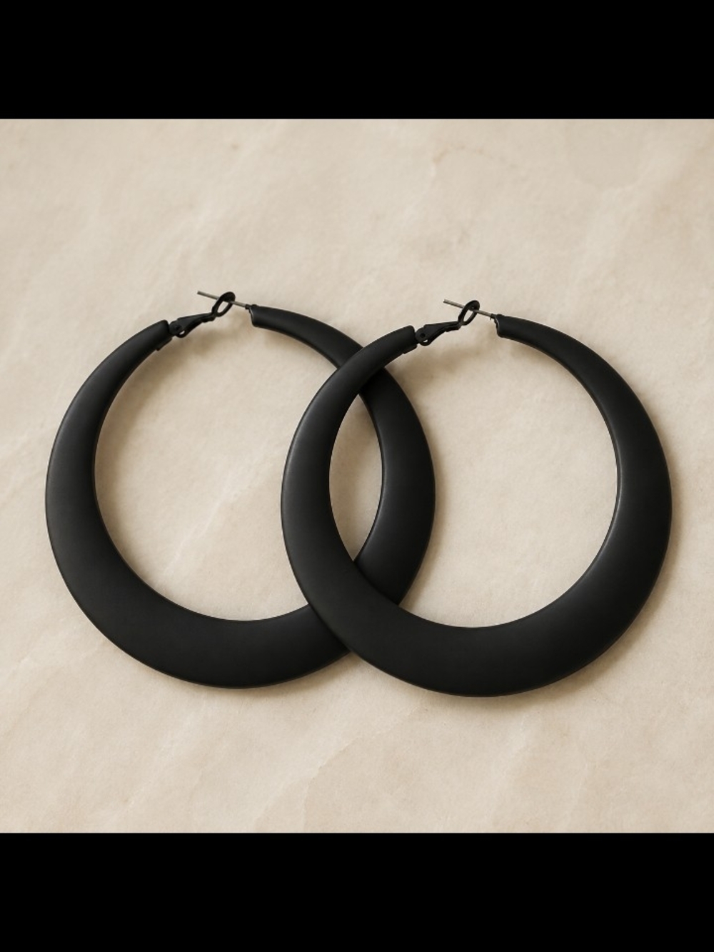 Black Crescent Hoop Earrings - Classic Women's Jewelry